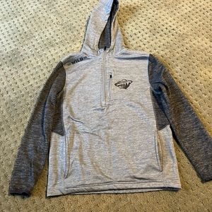 MN WILD gray quarter zip hoodie. Size men small.